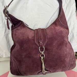 Vintage Coach Purple Suede Hamptons Hobo